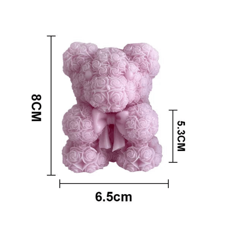 Bougie parfumée en forme d'ours en peluche rose faite de roses, 8 cm de hauteur, parfaite pour l'aromathérapie et la décoration