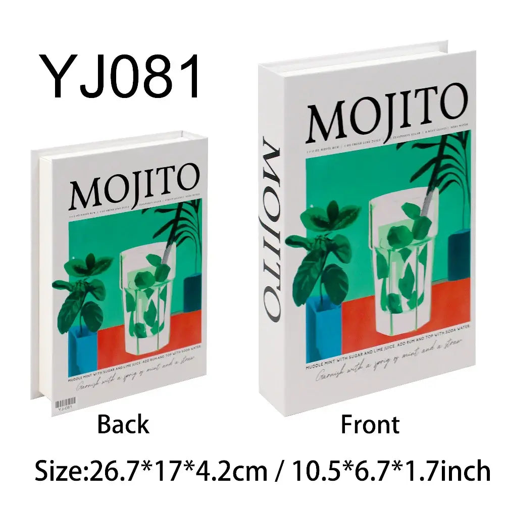 Faux livre de décoration avec couverture Mojito, taille 26.7*17*4.2cm, ajout élégant pour un intérieur bohème chic