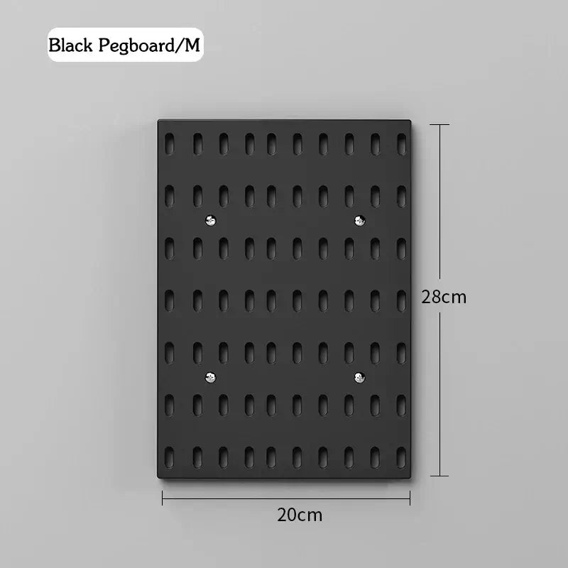 Black pegboard/M with dimensions 28cm x 20cm for wall-mounted storage solutions