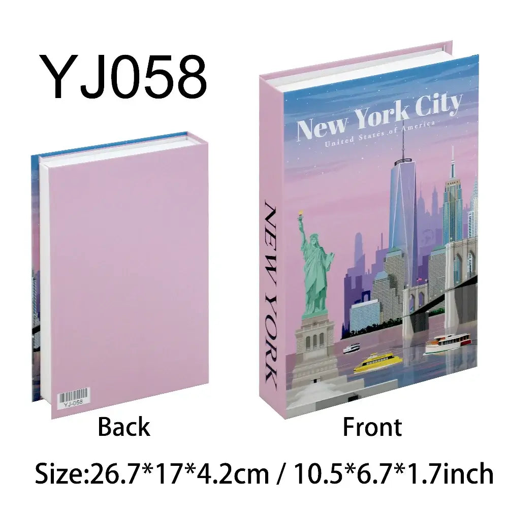 Decorative fake book with New York City cover and dimensions for chic home decor