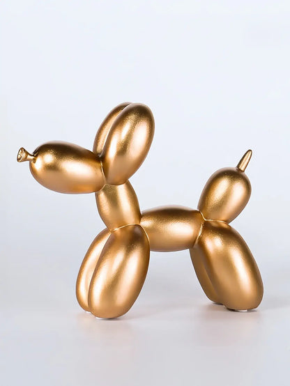 Statuette de chien en ballon doré – petite statue ludique et originale en résine, parfaite pour la décoration intérieure.