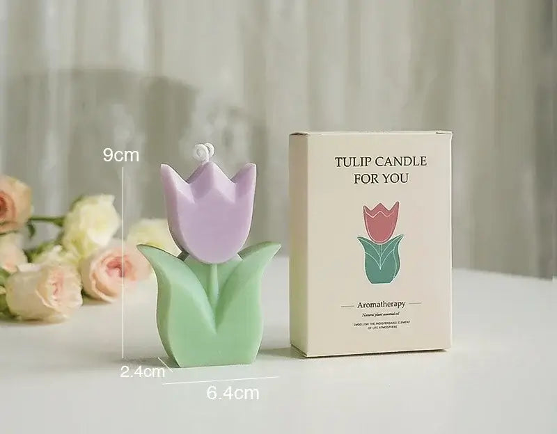 Bougie parfumée en forme de tulipe en cire de soja de haute qualité avec boîte d'emballage, idéale pour la décoration intérieure et les événements spéciaux