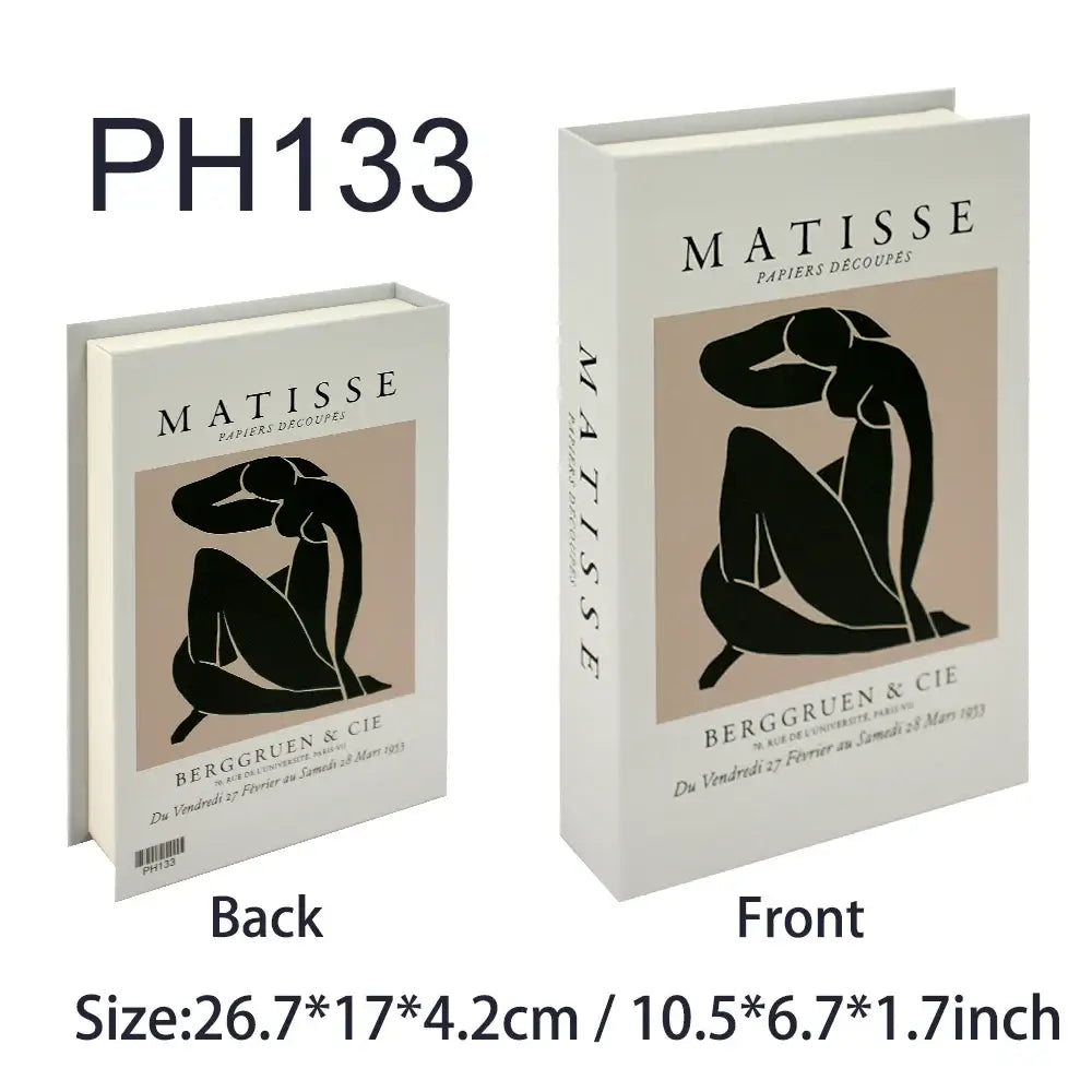 Faux livres décoration bohème chic Matisse noir et blanc, taille 26.7*17*4.2cm et 10.5*6.7*1.7inch