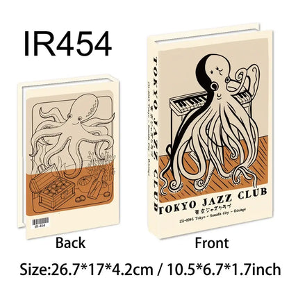 Decorative faux book set featuring Tokyo Jazz Club design with an octopus illustration, perfect for chic and modern decor.