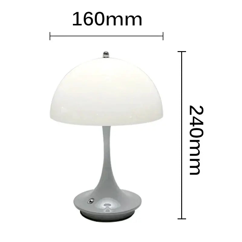 Lampe de table LED fleur moderne et tactile avec abat-jour en fer blanc, dimensions 160mm x 240mm, design minimaliste et élégant