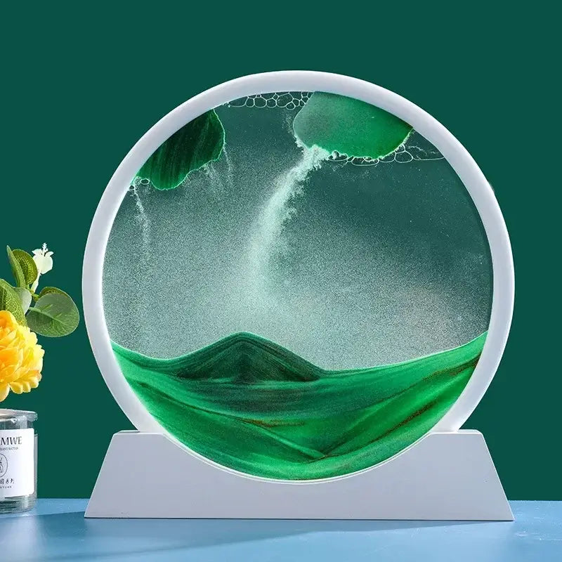 Sablier décoratif circulaire en verre de haute qualité, ajoutant une touche d'élégance à votre espace avec un design inspiré de l'architecture