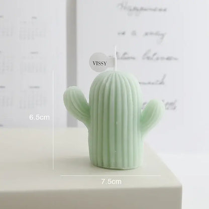 Bougie parfumée cactus en cire de soja verte, idéale pour la décoration moderne et les cadeaux uniques.