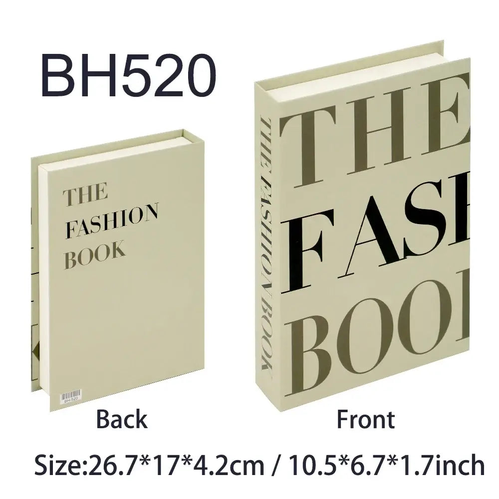 Decorative faux book set "The Fashion Book" with dimensions 26.7x17x4.2 cm, perfect for bohemian chic home decor.