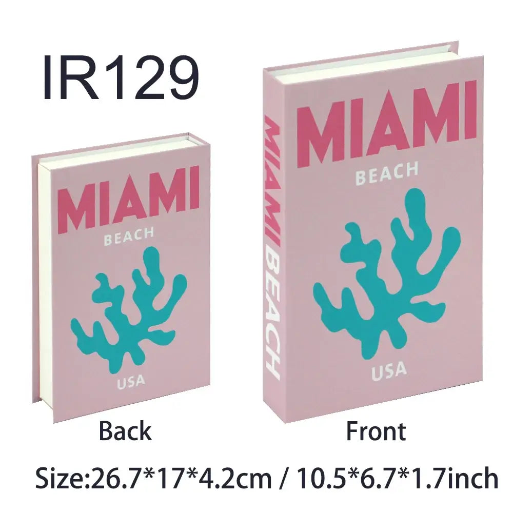 Faux livre de décoration "Miami Beach" rose et turquoise, taille 26.7*17*4.2cm, parfait pour une déco moderne et élégante