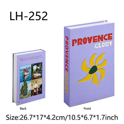 Decorative fake book with "Provence Glory" cover, size 26.7*17*4.2cm, perfect for modern art-inspired home decor or photography props.