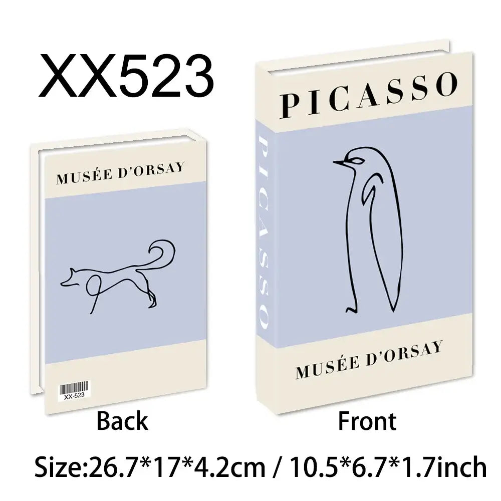 Faux livres de décoration style bohème chic avec couverture Picasso, Musée d'Orsay, dimensions 26.7x17x4.2 cm