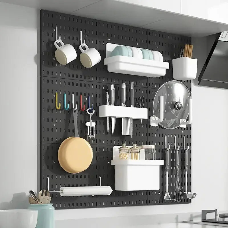 Panneau de rangement mural avec accessoires pour la cuisine, étagère suspendue écologique en plastique, rangement pratique sans perçage